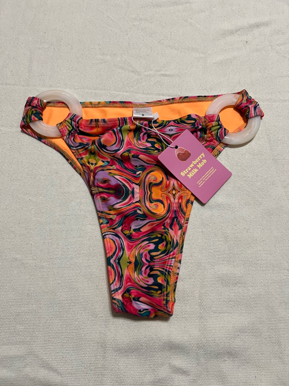 Strawberry Milk Mob Bikini Bottoms Womens Size S Psychedelic Print NWT